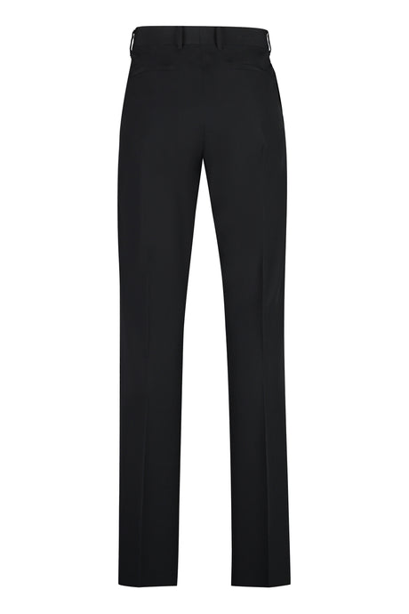 Black Wool Tailored Trousers with Logo-Tape Detailing for Men