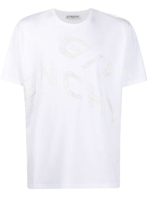 GIVENCHY Classic White Embroidered Tee for Men - FW20 Collection