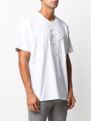 GIVENCHY Classic White Embroidered Tee for Men - FW20 Collection