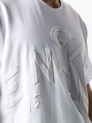 GIVENCHY Classic White Embroidered Tee for Men - FW20 Collection