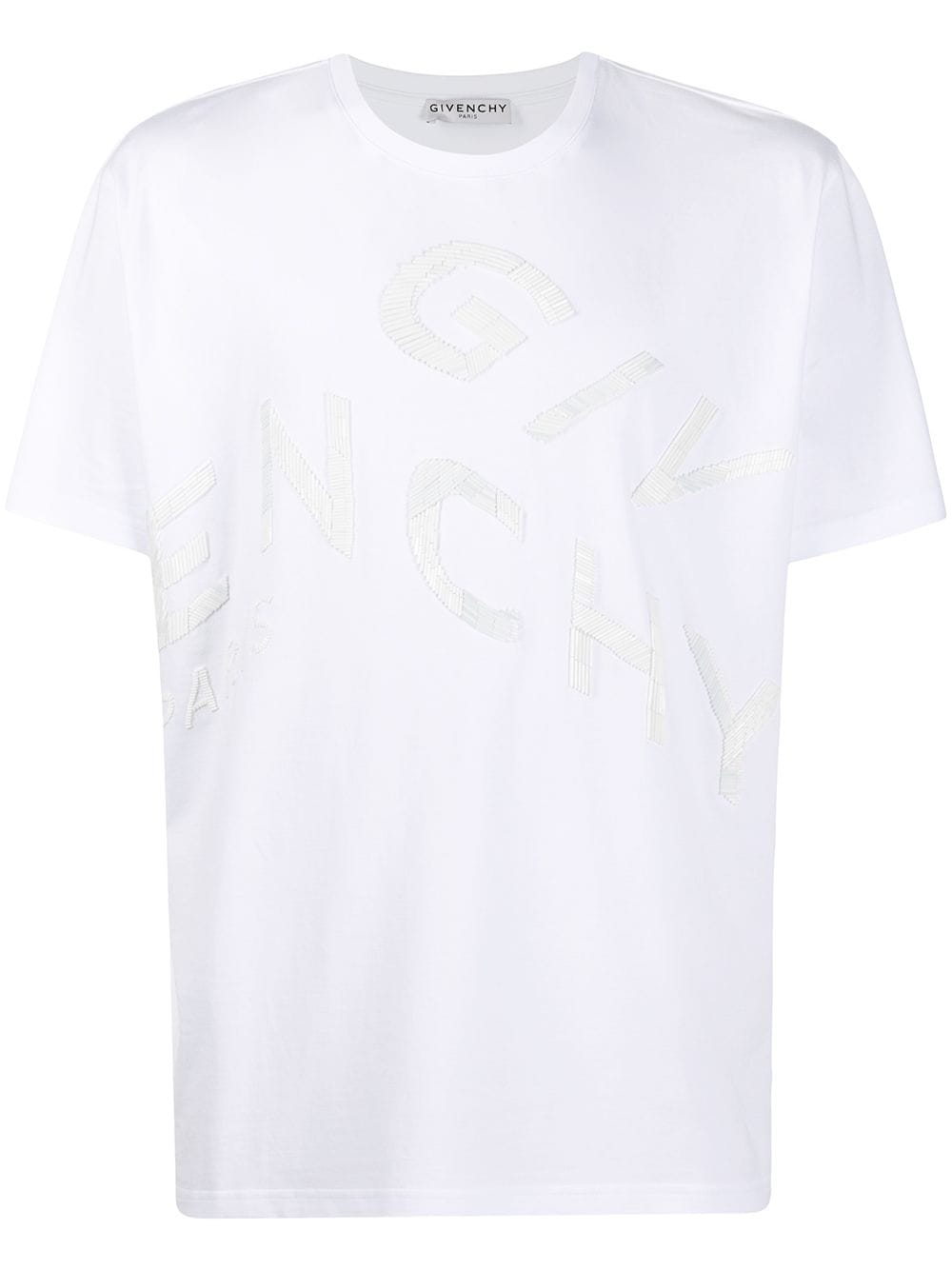 GIVENCHY Classic White Embroidered Tee for Men - FW20 Collection