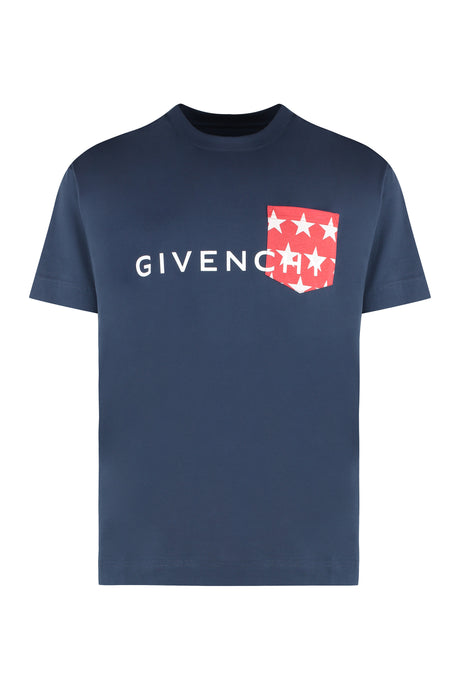 GIVENCHY Men's Navy Cotton Crew-Neck T-Shirt for SS24