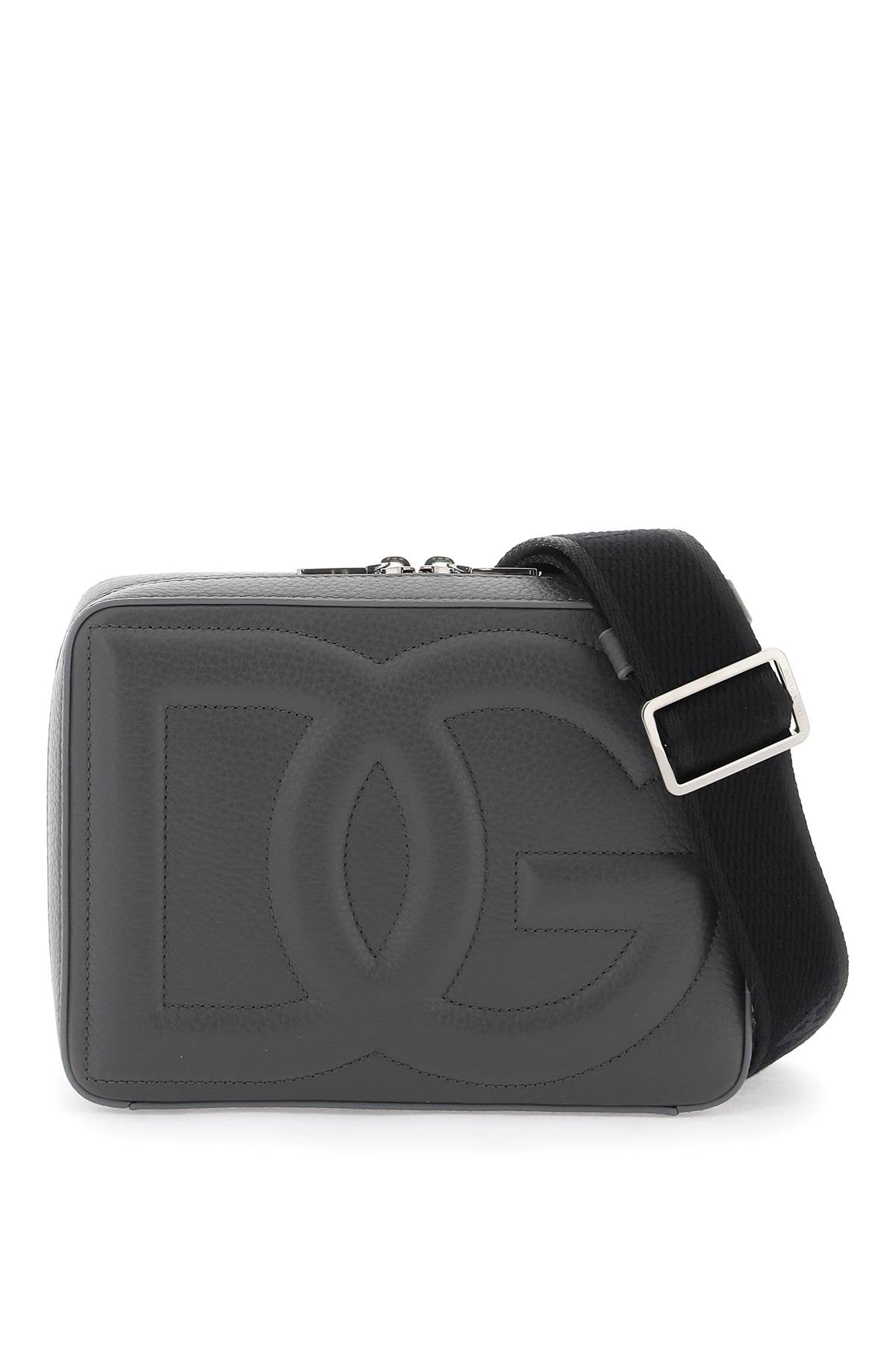 DOLCE & GABBANA Hammered Leather Camera Handbag with Quilted DG Logo