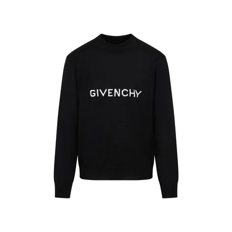 GIVENCHY Classic Black Crew-Neck Wool Sweater for Men