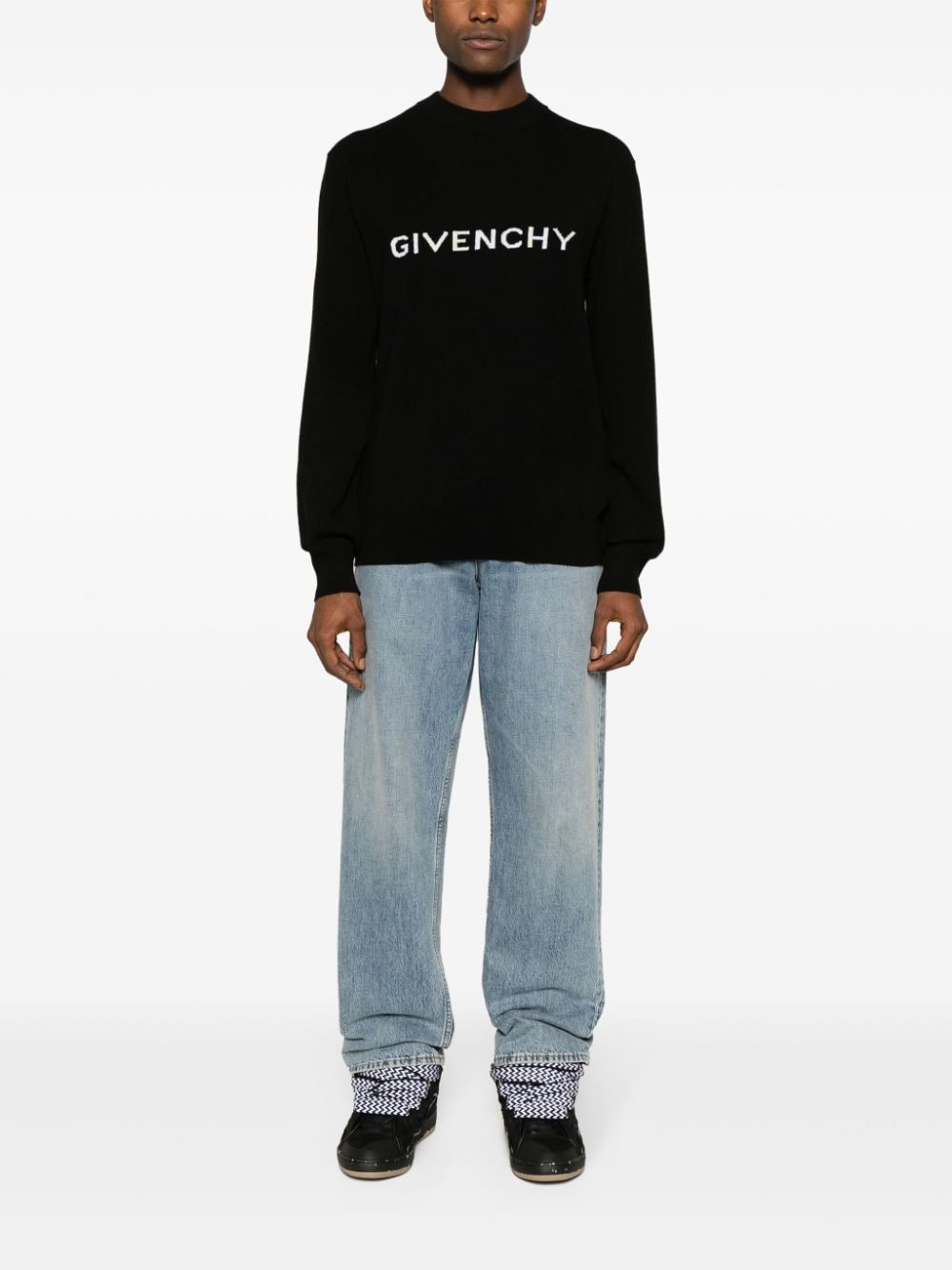 GIVENCHY Men's Black Knit Archetype Crew Neck for SS24