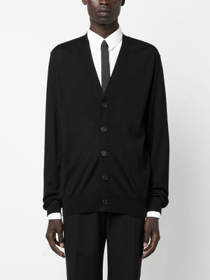 GIVENCHY Men's Black Wool Intarsia-Knit Cardigan