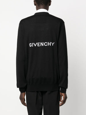 GIVENCHY Men's Black Wool Intarsia-Knit Cardigan