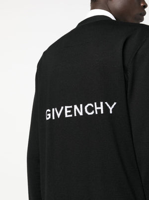 GIVENCHY Men's Black Wool Intarsia-Knit Cardigan