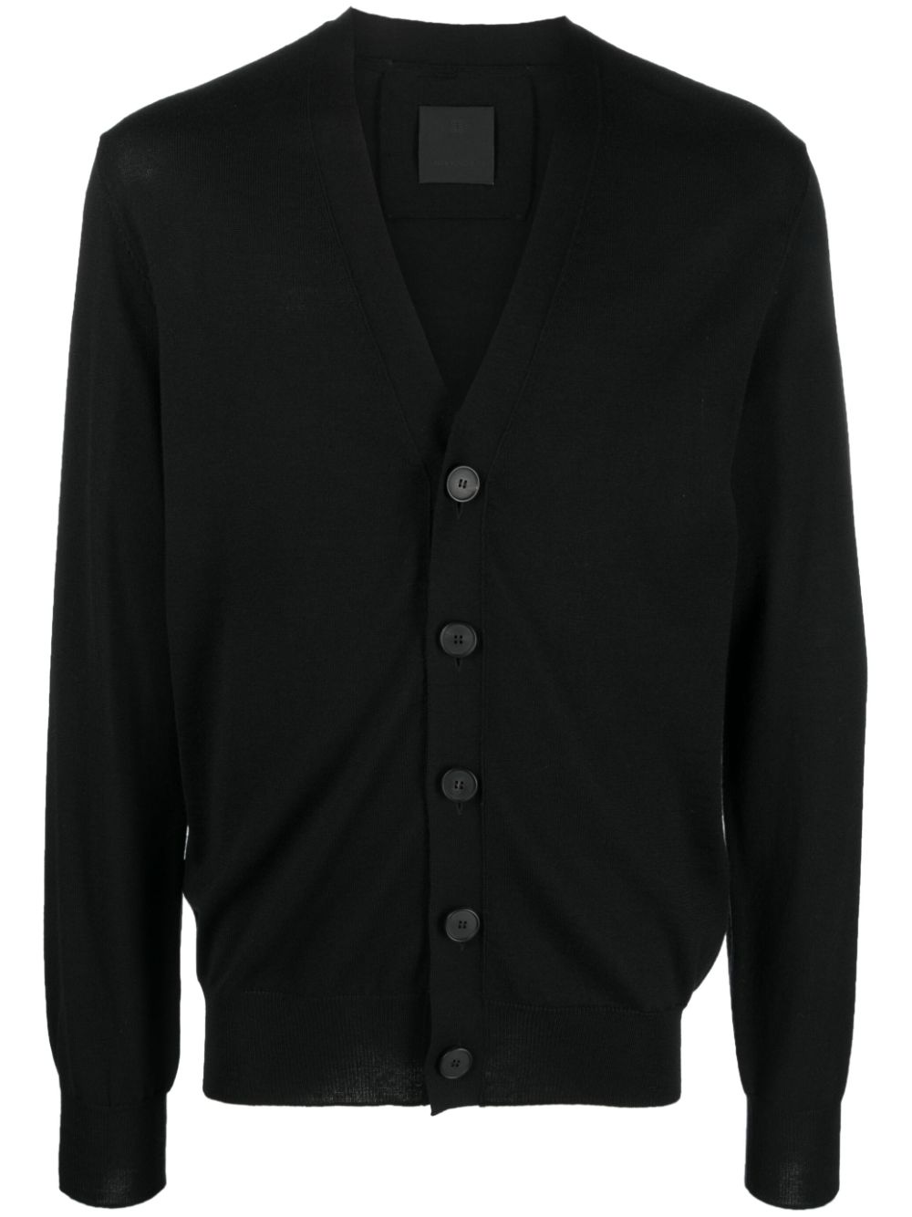 GIVENCHY Men's Black Wool Intarsia-Knit Cardigan