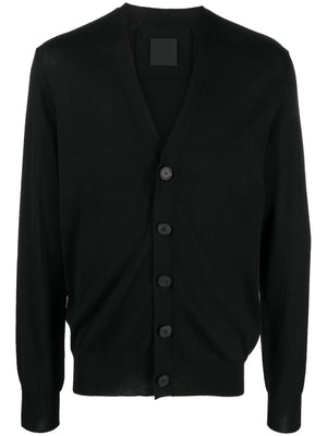 GIVENCHY Men's Black Wool Intarsia-Knit Cardigan