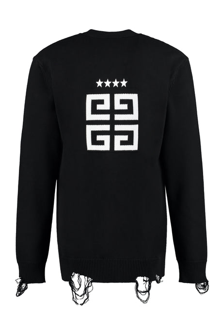 GIVENCHY Black Intarsia Cotton Cardigan for Men