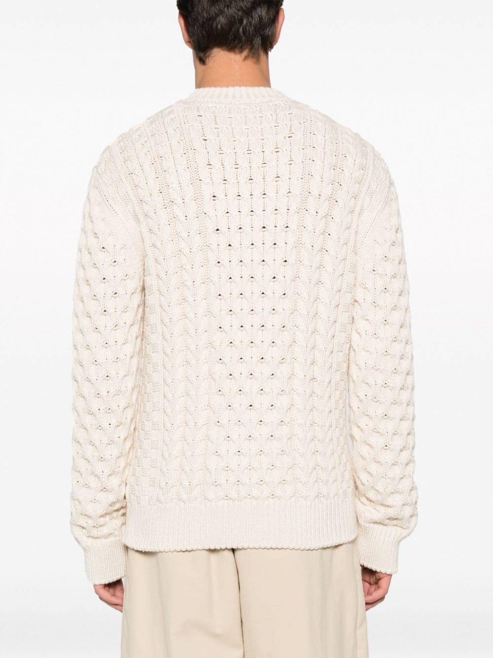 GIVENCHY Beige Intarsia Logo Men's Sweater for SS24