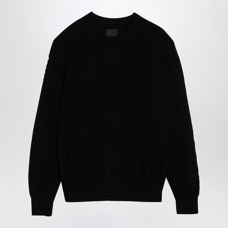 GIVENCHY Elegant Black Cotton Sweater with Signature Motifs