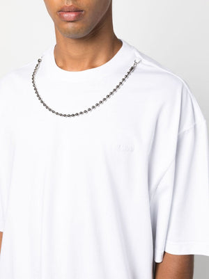 白色男士棉質球鏈 T恤 FW23