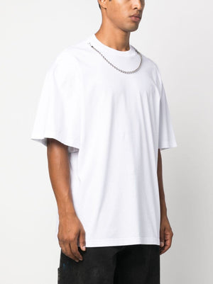 白色男士棉質球鏈 T恤 FW23
