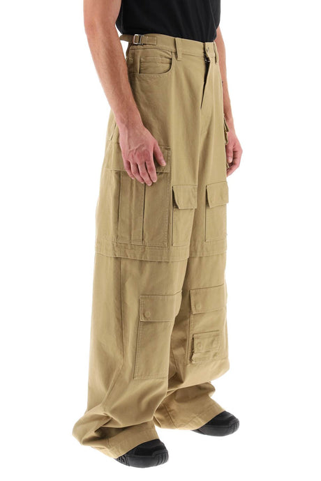 AMBUSH Wide-Leg Cargo Pants in Cotton Basketweave with Adjustable Waist Straps for Men