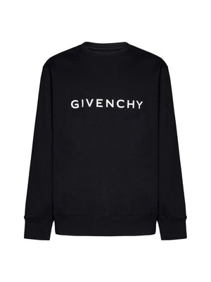 Black Logo Sweatshirt with Ribbed Edges for Men