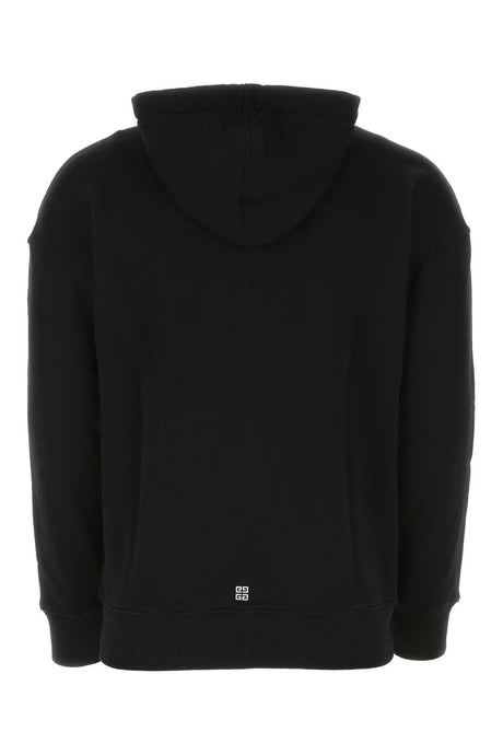 GIVENCHY Black Cotton Logoed Hoodie for Men