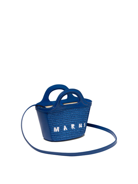 MARNI Navy Tropical-Inspired Handbag for Women