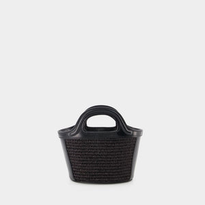 MARNI Tropical-Inspired Bucket Handbag with Raffia Panels and Leather Details