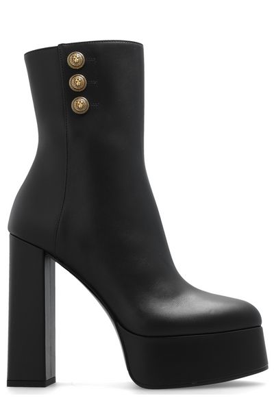 Sleek Black Calfskin Ankle Boots - FW23 Collection