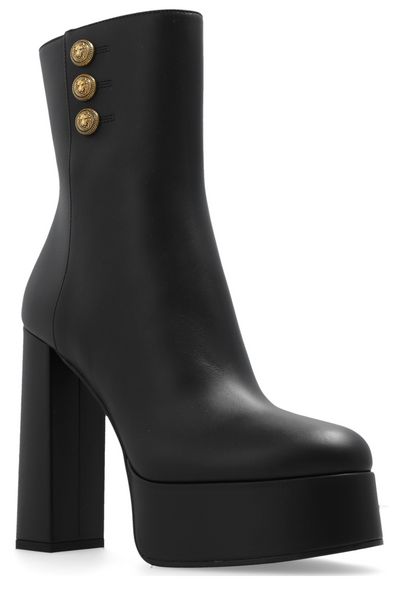 Sleek Black Calfskin Ankle Boots - FW23 Collection