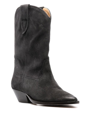 ISABEL MARANT Elegant Gray Suede Leather Cuban Heel Boots