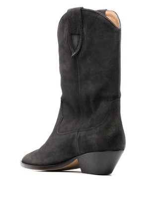 ISABEL MARANT Elegant Gray Suede Leather Cuban Heel Boots