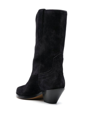 ISABEL MARANT Black Suede Western-Style Women's Boots in FW23