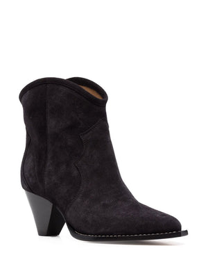 ISABEL MARANT Black Suede Pointed-Toe Ankle Boots for Women - FW23