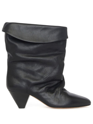 ISABEL MARANT Sleek Black Leather Pointed Ankle Boots