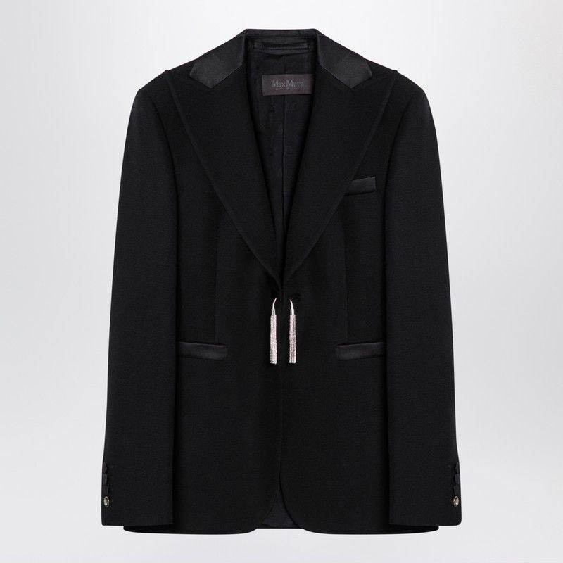 MAX MARA PIANOFORTE Chic Black Wool Smoking Jacket for Women