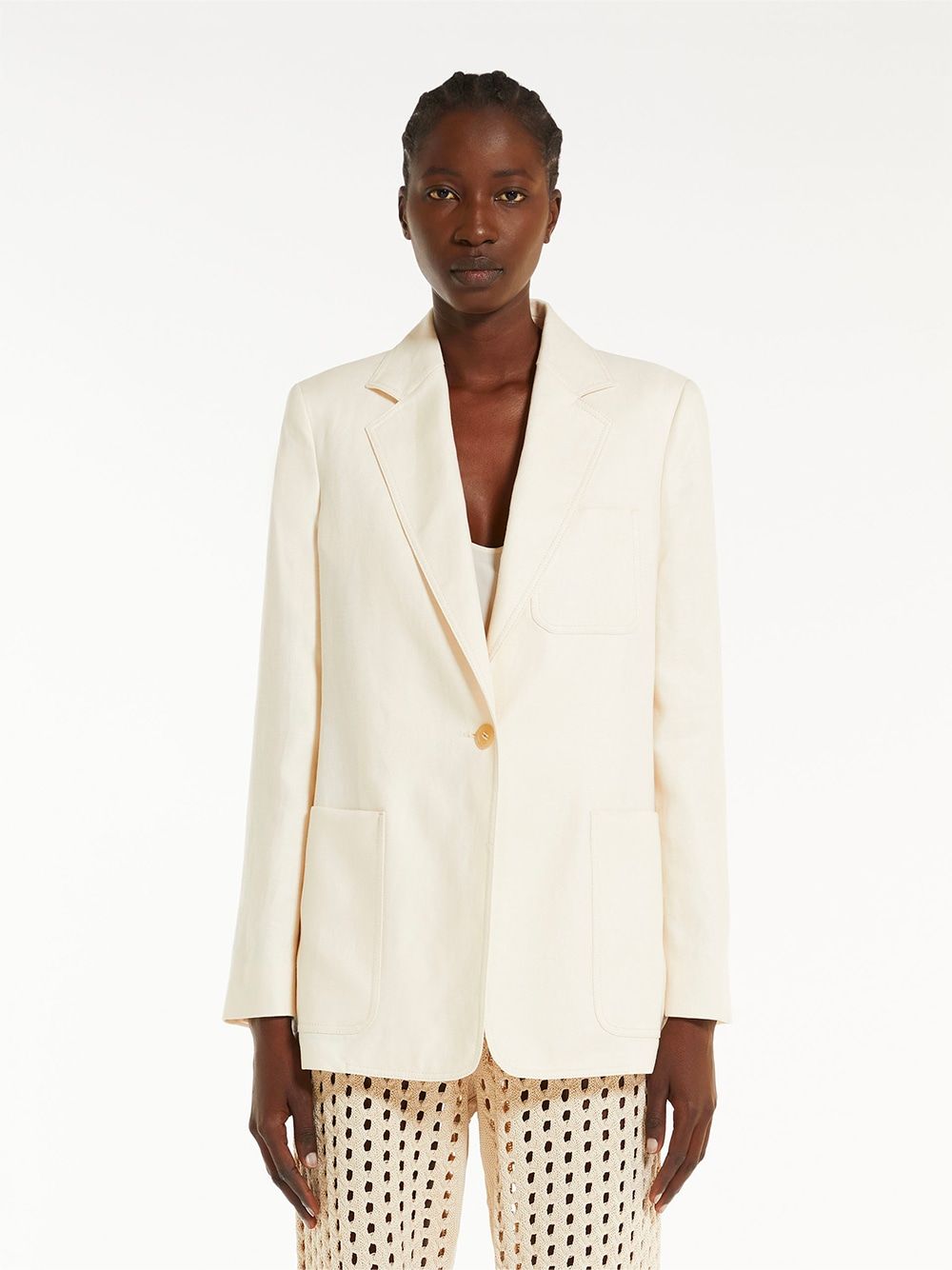 MAX MARA Stylish and Sophisticated White Linen Blazer for Women