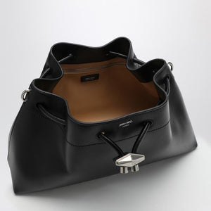 时尚黑色女士皮质水桶包 - FW24系列