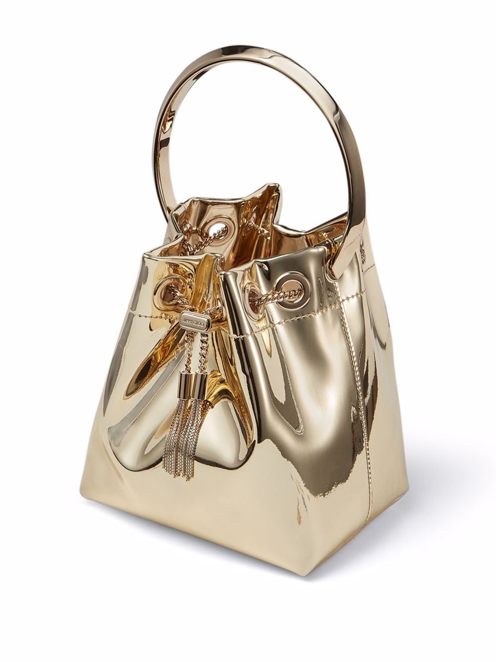 JIMMY CHOO Mini Metallic Bucket Handbag