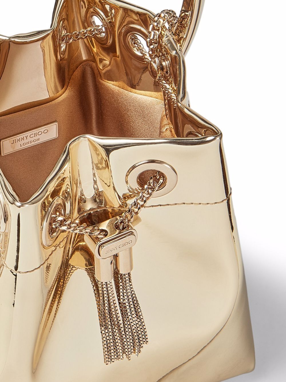 JIMMY CHOO Mini Metallic Bucket Handbag