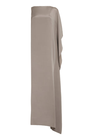 Elegant Grey Crepe-of-Chine Gown with Draped Detail for Women (from SS24 Collection)