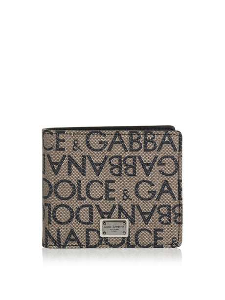 DOLCE & GABBANA Jacquard Logo Plaque Mini Bifold Wallet - 11x8.5 CM