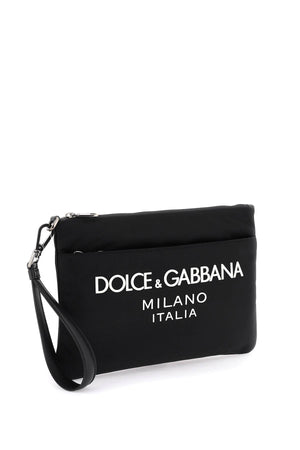 DOLCE & GABBANA Men's Blue Nylon Pouch Handbag for SS24