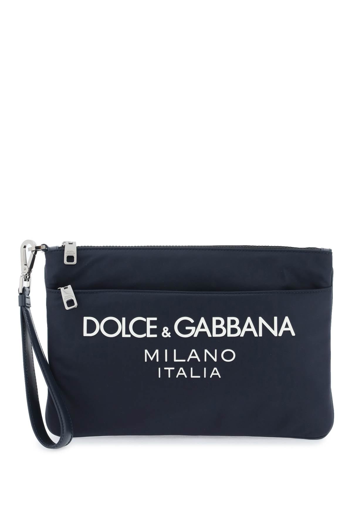 DOLCE & GABBANA Men's Blue Nylon Pouch Handbag for SS24