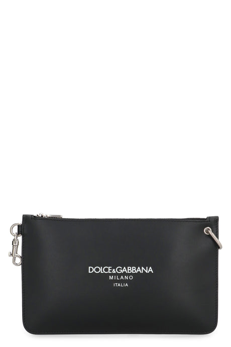 DOLCE & GABBANA Premium Leather Flat Pouch Handbag - 24 CM