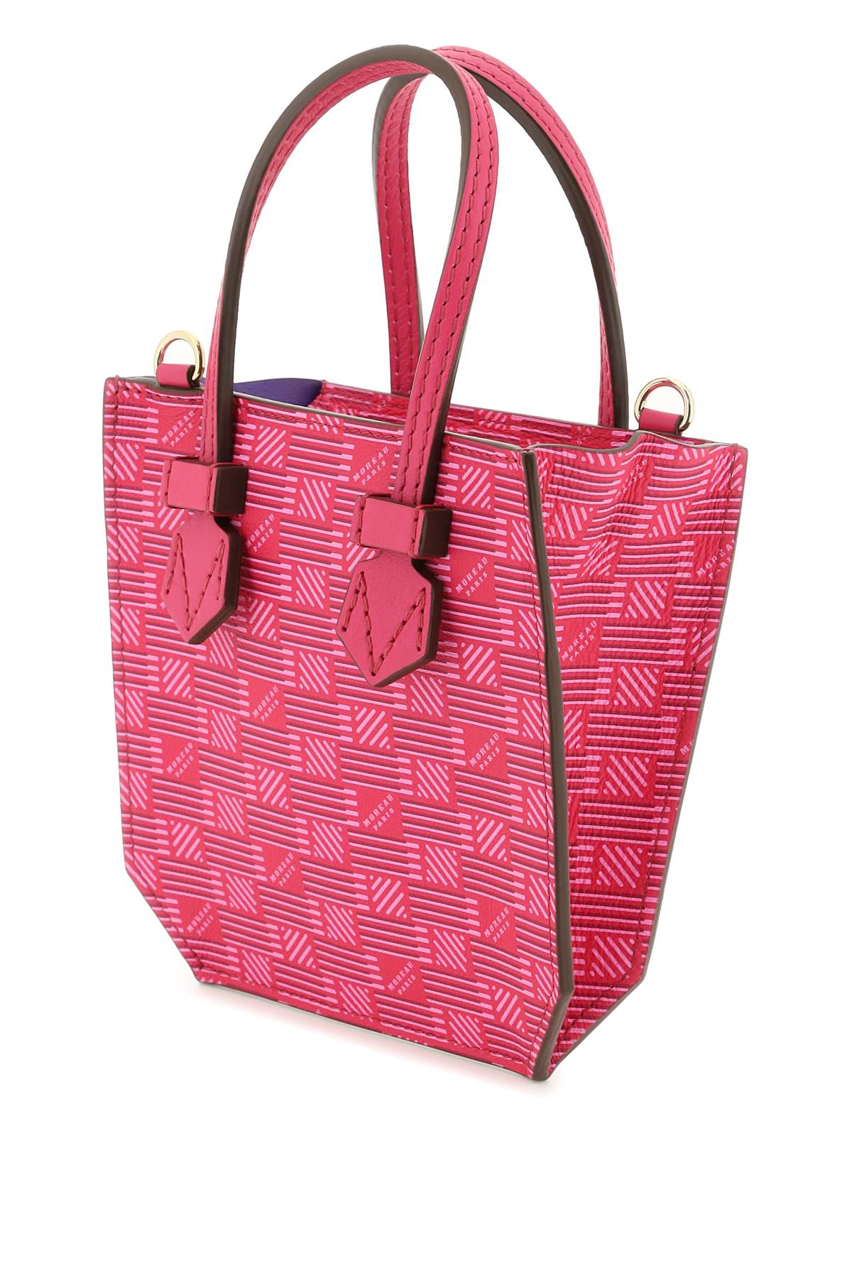 MOREAU PARIS Mini Bregançon Handbag in Pink Calfskin with Monogram and Gold Hardware