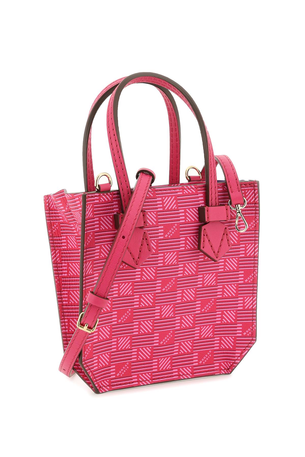 MOREAU PARIS Mini Bregançon Handbag in Pink Calfskin with Monogram and Gold Hardware