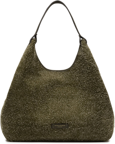 GIANNI CHIARINI Mini Suede Handbag with Dual Handles and Removable Clutch