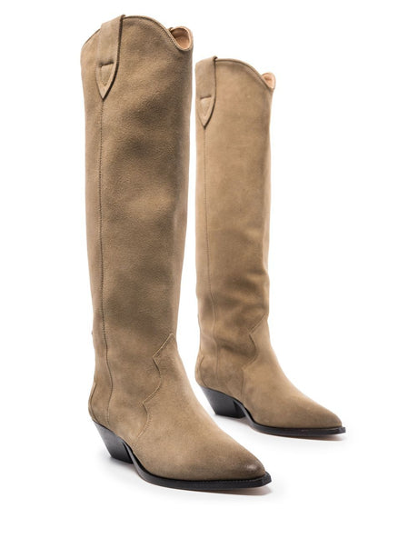 Dove Grey Suede Knee-Length Boots for Women - FW23