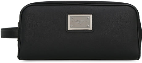 DOLCE & GABBANA Nylon Wash Handbag with Leather Details for Men