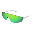 BOTTEGA VENETA Elegant Unisex Silver Metal Sunglasses with Green Lenses