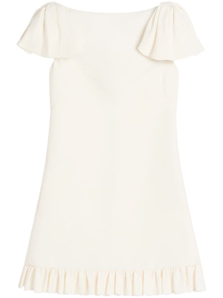 VALENTINO Ivory Mini Puff Sleeve Flared Hem Dress