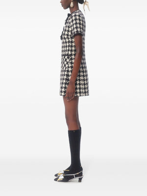 VALENTINO Geometric Mini Short Dress with Bow Detailing