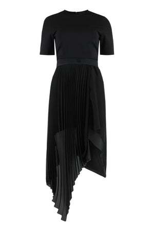 GIVENCHY Black Pleated Midi Dress with Asymmetric Hem for Women